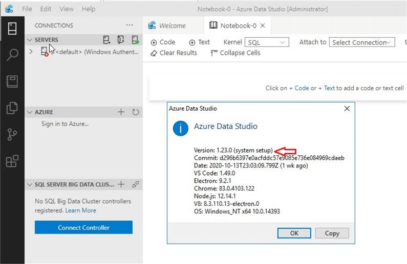 Validate Azure Data Studio Version