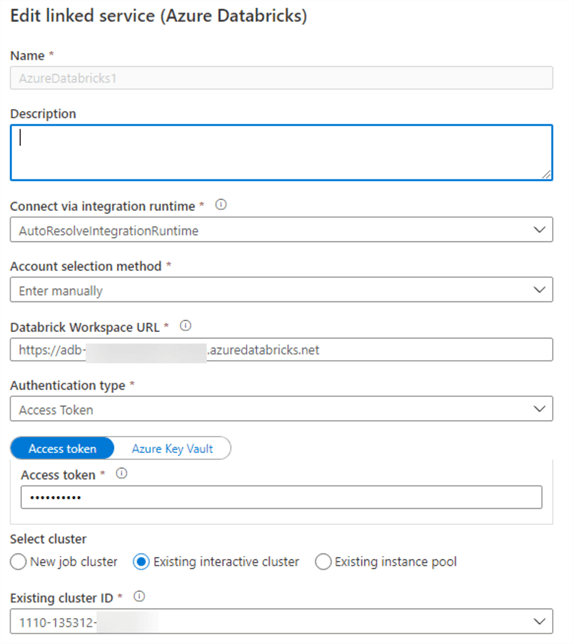 Databricks Linked services DBricks