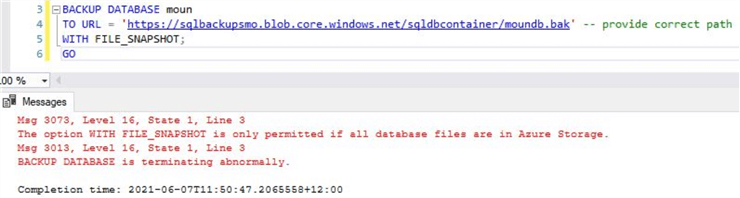 backup error message
