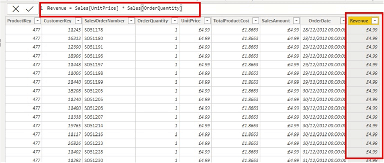 Diagram showing table with calculated Column and DAX calculation