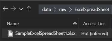 LakeFile Excel File uploaded to DataLake