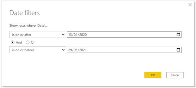 How to navigate to filter a table using the between option 2