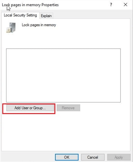 check lock pages in memory setting