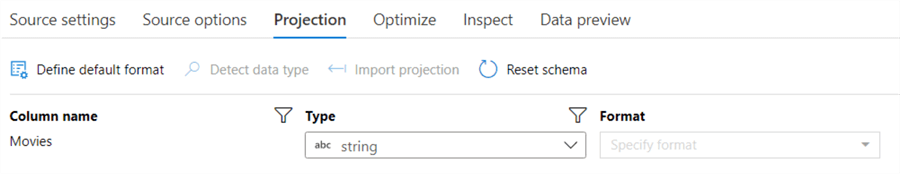 configure schema of the source