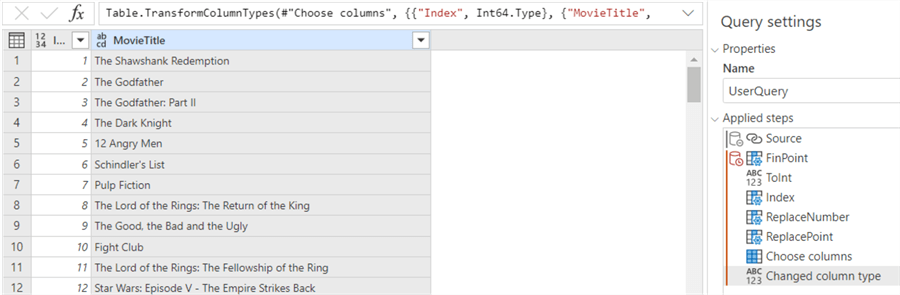 remove unnecessary columns and set data types