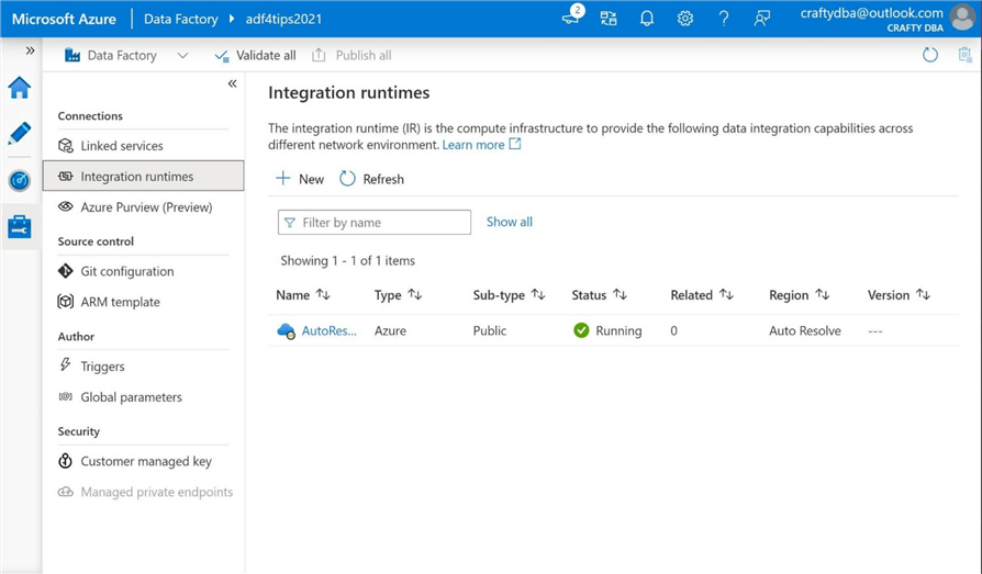 ADF - Hybrid Design Pattern - Default integration runtime in Azure.