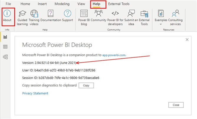 How to check Power BI Desktop version