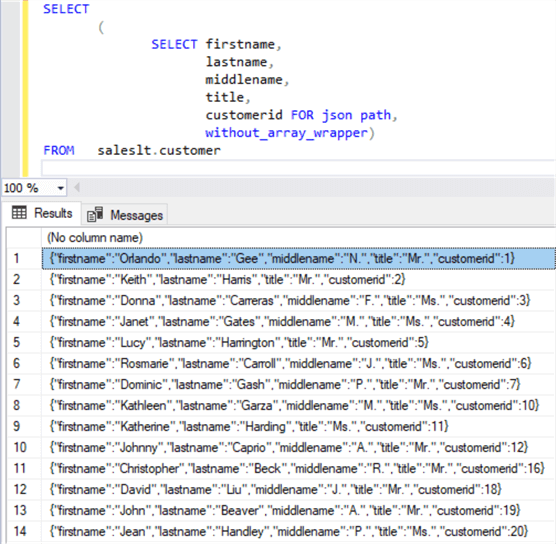 JSON1SQLQuery 
SQL Query1 to create JSON1 file
