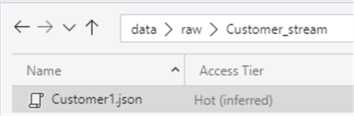 ADLS2CustomerStream ADLS2 customer1 file loaded to customer_stream folder