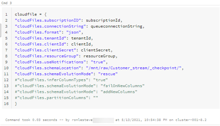 CloudFileSettings Add the cloud files config settings to the notebook
