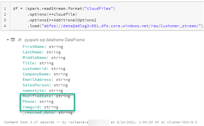 RestartStream Restart the stream to see new cols come in