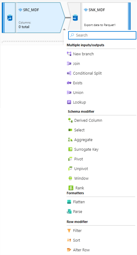 MDFTransform ADF Mapping DF transformations available