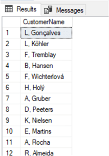query results