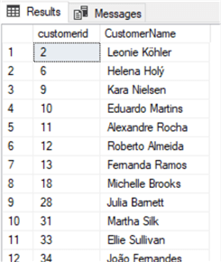 query results
