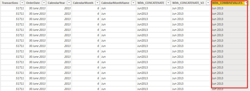 Joined column with COMBINEVALUES function