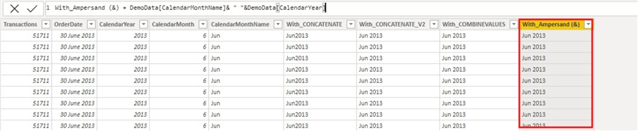 Joined column with Ampersand operator in DAX
