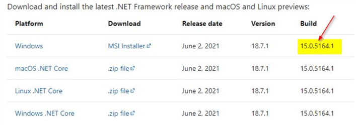 sqlpackge versions