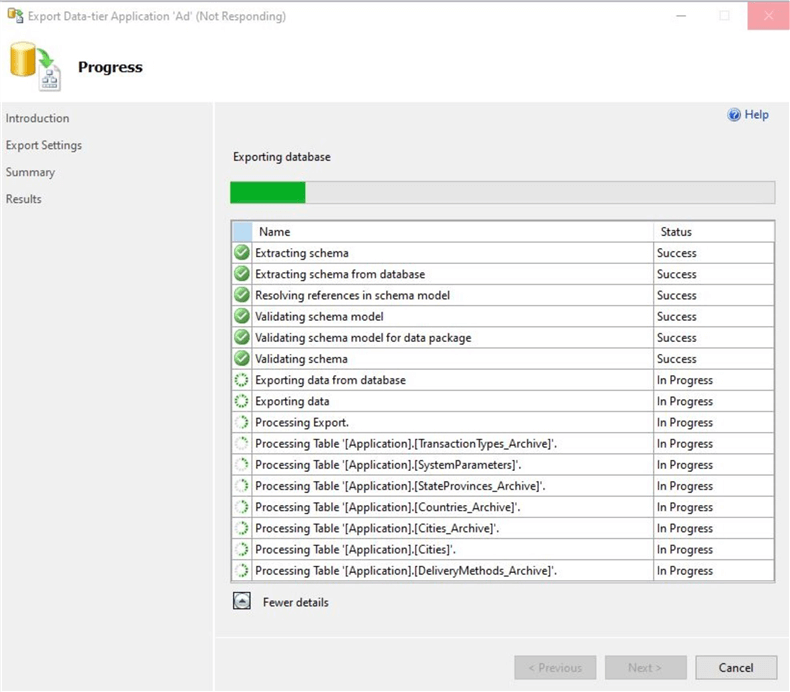 export data tier application processing