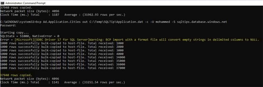 bcp command line