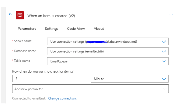 Chose connection details