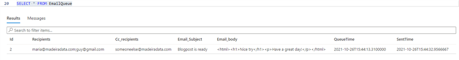 query results