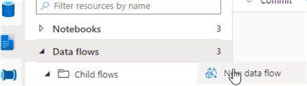 Open Synapse Analytics Studio and add a new data flow