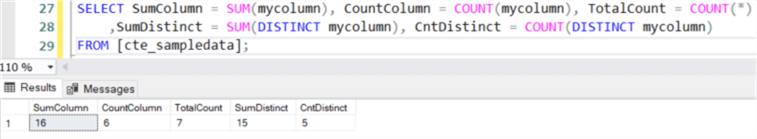 sum and count distinct