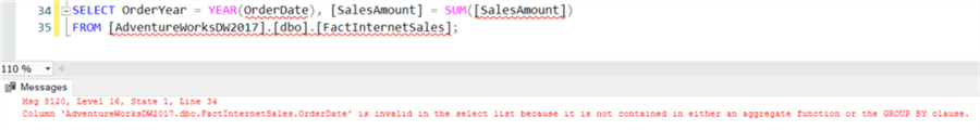 no group by clause error