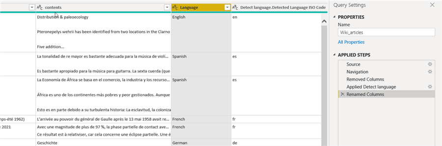 Rename columns