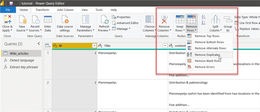 Remove duplicates