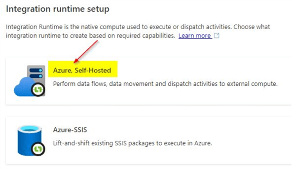 azure self hosted integration runtime setup
