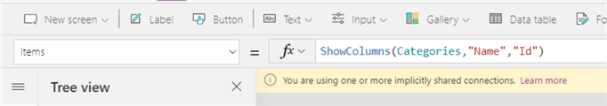 showcolumns function