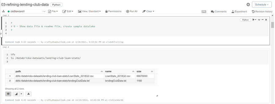 Spark Data Engineering - List the sample data set and readme file.