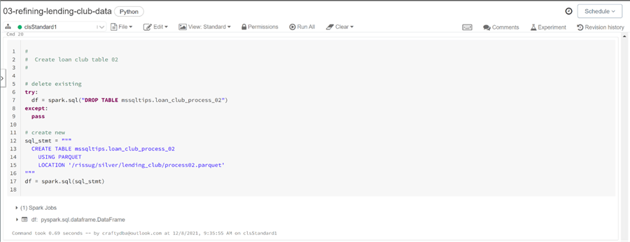 Spark Data Engineering - Create hive data table for process 2.