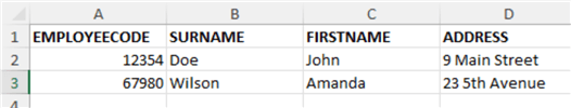 sample excel data