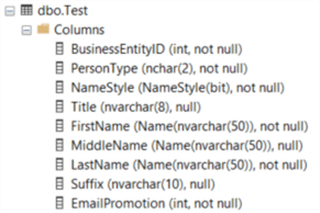 data types in new table