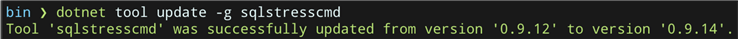 Output after updating sqlstresscmd