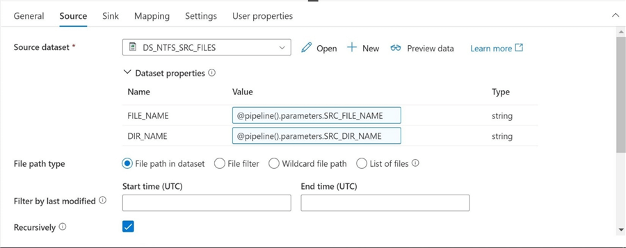 ADF - Tabular Translation Mapping - Update pipeline to pass parameters to dataset