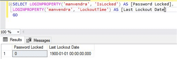 loginproperty result set