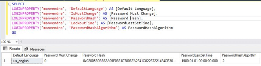 loginproperty result set