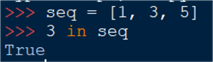 membership test example for a sequence