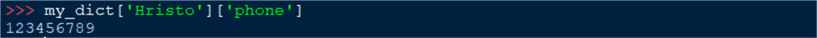 access a value from the nested dictionary