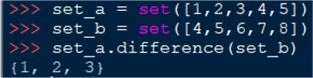 return the elements in a that are not in b