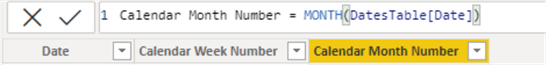 Diagram showing how to create Months column on a Dates Table.