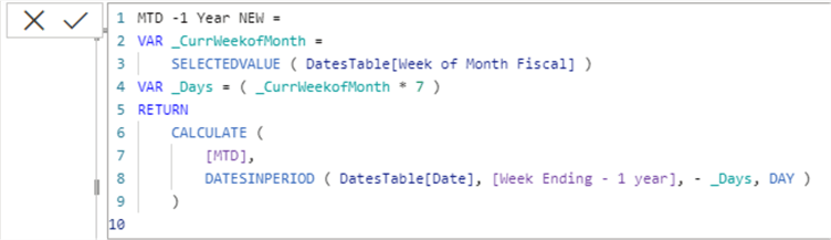 Diagram showing how to create the Month to Date - 1 Year measure.