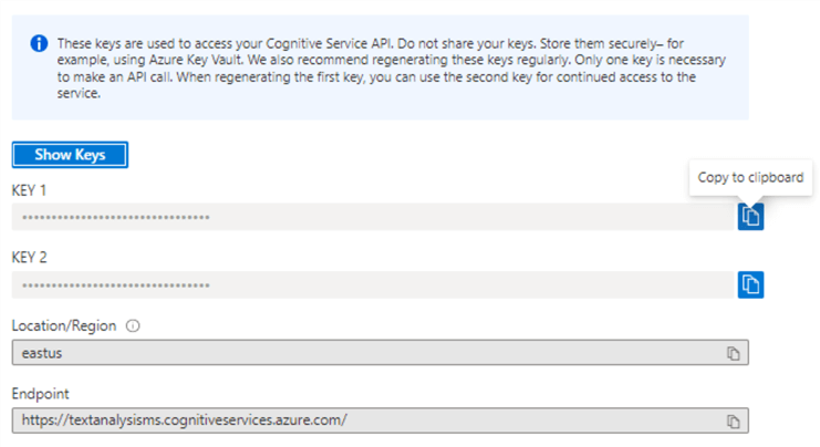 Administer Azure Endpoint keys