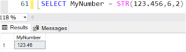 the STR function for casting numeric data