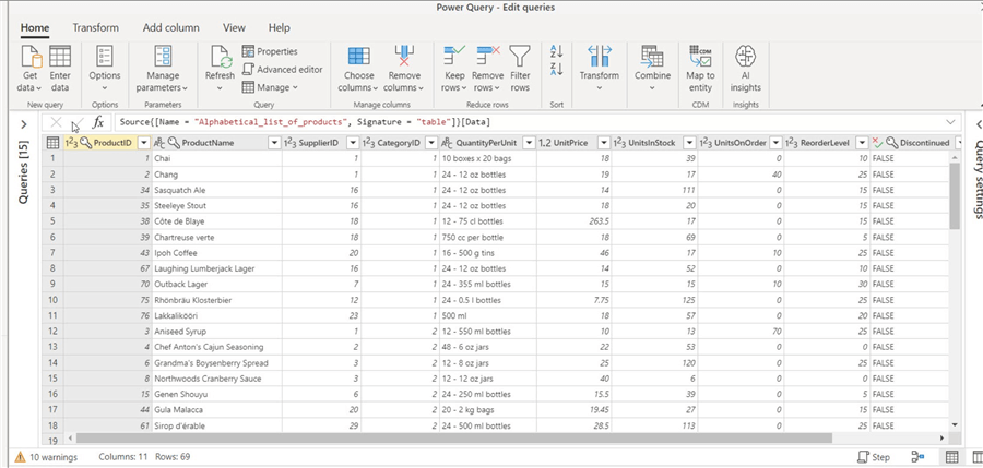 Main query view