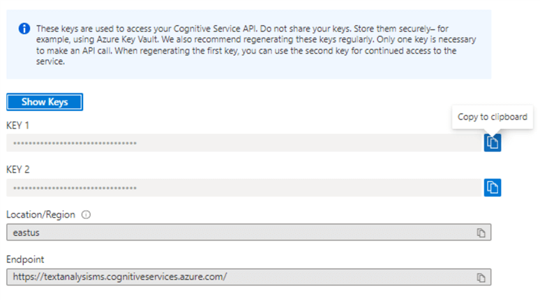 Administer Azure Endpoint keys