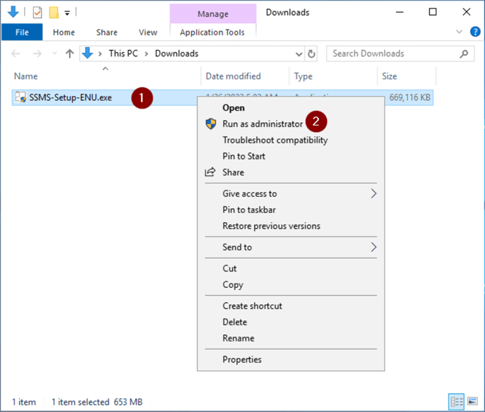 Start ssms Installer